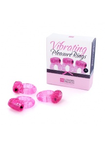 SexShop - LoversPremium Pleasure Rings – Trzy pierścienie wibrujace na członka różowe - online