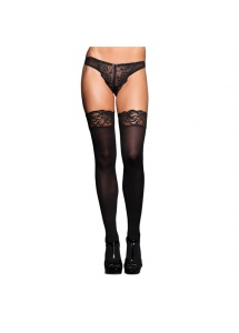 SexShop - Pończochy czarne z koronką - Thigh High Black Lace-Up - online