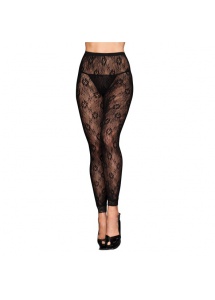 SexShop - Rajstopy  bez stopek - Footless Tights Black Floral - online