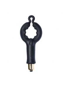 SexShop - Pierścień wibrujący ze stymulatorem łechtaczki - Rocks-Off 4US 7-Speed czarny - online