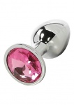 Anodowany korek ze stali nierdzewnej - z biżuterią Pink - IC2313-2 - Bejeweled Stainless Steel Plug - Pink