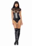 Forplay - BODY z koronką - Mock Neck Bodysuit - Black