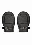 ĆWIEKOWANE RĘKAWICZKI ze skóry naturalnej BDSM - Bondage Mittens Padded With Metal Teeth - Black