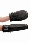 ĆWIEKOWANE RĘKAWICZKI ze skóry naturalnej BDSM - Bondage Mittens Padded With Metal Teeth - Black