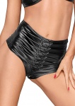 Lateksowe szorty z wysokim stanem 1051 - High waist wetlook shorts with handmade pleats -  Noir Handmade