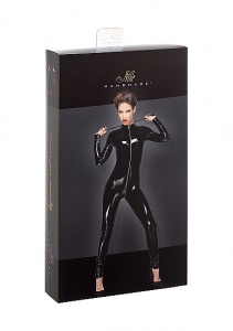 Czarny, lateksowy kombinezon 1051 - Long sleeved PVC catsuit -  Noir Handmade
