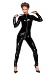 Czarny, lateksowy kombinezon 1051 - Long sleeved PVC catsuit -  Noir Handmade
