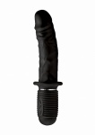 Duże silikonowe dildo wibrator Power Pounder - Power Pounder Vibrating and Thrusting Silicone Dildo - czarny AF911