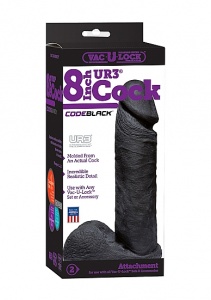 Duży Realistyczny Czarny Penis + Jądra  1016-09-BX Vac-U-Lock - CodeBlack - Realistic UR3 Cock - 8" Cock 