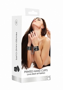 Eleganckie KAJDANKI NA RĘCE  - Printed Hand Cuffs - Love Street Art Fasion - Black