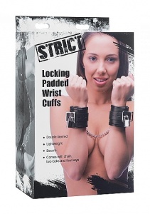 Kajdanki erotyczne na nadgarstki - czarne AE423 - Locking Padded Wrist Cuffs