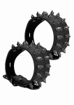 KAJDANKI na kostki skóra ekologiczna - Ouch! Skulls and Bones - Ankle Cuffs with Spikes - Black