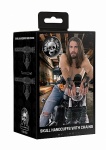 Kajdanki z Czaszkami Skóra ekologiczna - Ouch! Skulls and Bones - Handcuffs with Skulls and Chains - Blac