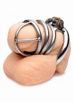 Klatka cnoty męskiej z blokadą - The Pen Deluxe Locking Chastity Cage - srebrna AF235