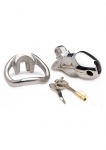 Klatka na penisa ze stali nierdzewnej - Rikers 24-7 Stainless Steel Locking Chastity Cage - srebrna AF441
