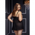 SexShop - Haleczka z otwartymi miseczkami - Baci Sheer Babydoll & Open Cup Bra Panty  Czarny - online