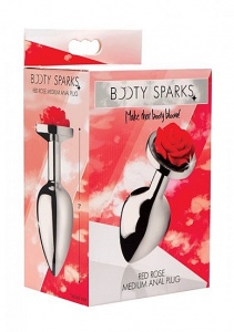 Korek analny Czerwona róża - Red Rose Butt Plug - Średni AF634-MEDIUM