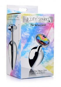 Korek analny Tęczowy pryzmat - Rainbow Prism Gem Anal Plug - Duży - Srebrny AG375-LARGE