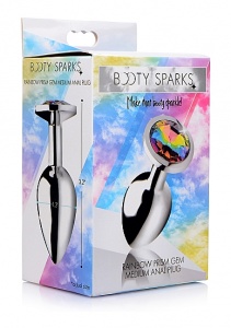 Korek analny Tęczowy pryzmat - Rainbow Prism Gem Anal Plug - Średni - Srebrny AG375-MEDIUM