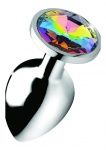 Korek analny Tęczowy pryzmat - Rainbow Prism Gem Anal Plug - Duży - Srebrny AG375-LARGE