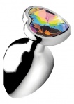 Korek Analny w kształcie serca - Tęczowy pryzmat - Rainbow Prism Heart Anal Plug - Mały - Srebrny AG374-SMALL