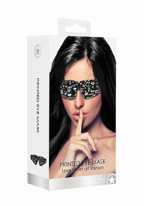 MASKA NA OCZY z nadrukiem Elegancka - Printed Eye Mask - Love Street Art Fasion - Black
