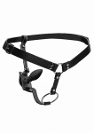 Męska uprząż z silikonowym korkiem analnym - czarna AF310 - Male Harness with Silicone Anal Plug - Black