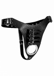 Męski pas cnoty z szelkami, uprząż - czarna AF254 - Male Chasitty Harness - Black