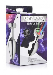 Metalowy korek analny LED 3 kolory - AG173-MEDIUM - Light Up - Medium Anal Plug