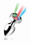 Metalowy korek analny LED 3 kolory - AG173-SMALL - Light Up - Small Anal Plug