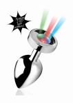 Metalowy korek analny LED 3 kolory - AG173-LARGE - Light Up - Large Anal Plug