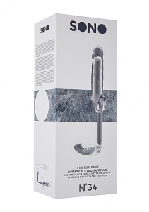 NAKŁADKA NA PENISA No.34 z plugiem analnym - No.34 - Stretchy Penis Exten and Plug - Translucent