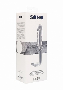 NAKŁADKA NA PENISA No.38 z plugiem analnym  - No.38 - Stretchy Penis Extension and Plug - Translucent