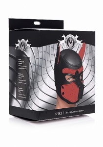 Neoprenowa maska pies - Neoprene Puppy Hood - czarno-czerwona AG292-RED