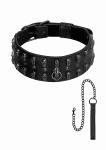 OBROŻA na szyję z czaszkami i smyczą - Ouch! Skulls and Bones - Neck Chain with Skulls and Leash - Blac