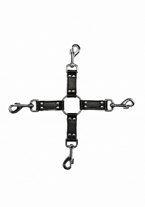 PAS DO SPINANIA czterorzędowy BDSM - 4-way Leather Hogtie Cross - Black