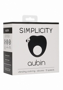 PIERŚCIEŃ EREKCYJNY AUBIN serce - AUBIN vibrating cockring - Black