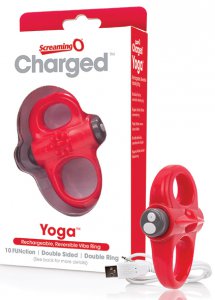 Sexshop - The Screaming O Charged Yoga Vibe Ring  Czerwony - Pierścień wibrujący na penisa - online