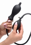 Pompowany silikonowy korek analny Dark Inflator - czarna AG200 - Dark Inflator Silicone Inflatable Plug - Black