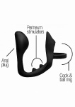 Potrójnie stymulujący silikonowy korek analny z pierścieniem na penisa i jądra AF326 - Excursion Silicone Triple Stim Anal Plug with Cock and Ball Ring