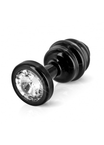 SexShop - Prążkowany ozdobny plug analny - Diogol Ano Butt Plug Ribbed  Black 25mm Czarny - online