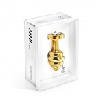 SexShop - Prążkowany ozdobny plug analny - Diogol Ano Butt Plug Ribbed  Gold Plated 25mm Złoty - online