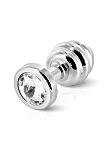 SexShop - Prążkowany ozdobny plug analny - Diogol Ano Butt Plug Ribbed  Silver Plated 25mm - online