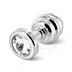 SexShop - Prążkowany ozdobny plug analny - Diogol Ano Butt Plug Ribbed  Silver Plated 25mm - online