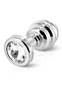 SexShop - Prążkowany ozdobny plug analny - Diogol Ano Butt Plug Ribbed  Silver Plated 35mm Srebrny - online