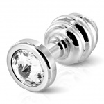 SexShop - Prążkowany ozdobny plug analny - Diogol Ano Butt Plug Ribbed  Silver Plated 35mm Srebrny - online