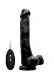 Realrock Dildo 10" wibrujące Z JĄDRAMI - Vibrating Realistic Cock - 10" - With Scrotum - Black