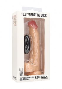 Realrock Dildo 10" wibrujące Z JĄDRAMI - Vibrating Realistic Cock - 10" - With Scrotum - Skin