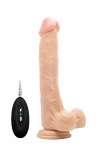 Realrock Dildo 10" wibrujące Z JĄDRAMI - Vibrating Realistic Cock - 10" - With Scrotum - Skin