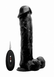 Realrock Dildo 11" wibrujące Z JĄDRAMI - Vibrating Realistic Cock - 11" - With Scrotum - Black